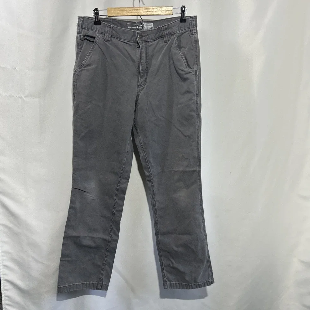 Carhartt Rugged Flex Pants Mens 34x34 Relaxed Fit Gray Canvas Work 102291